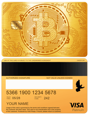 Elegant gold Bitcoin metal card for high-end cryptocurrency users