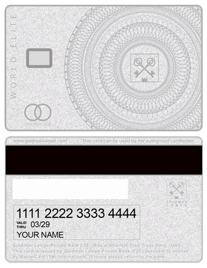 Exclusive Goldman Lampe silver metal card with elegant silver finish and sophisticated design for global clients