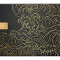 Hokusai Wave metal card by Gold Wraps, stainless steel with Japanese wave art