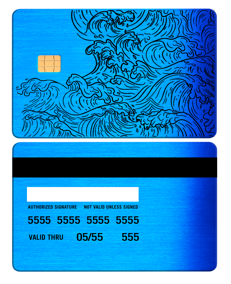 Premium Hokusai Wave metal card with sleek metal card construction and high-end vibrant color design
