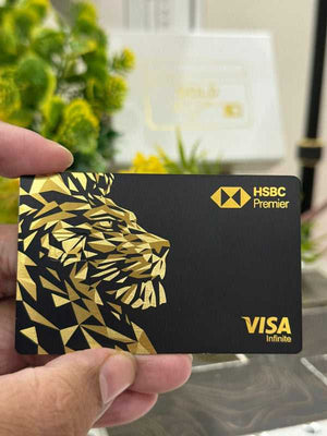 High-end HSBC Lion metal card featuring sophisticated corporate lion design