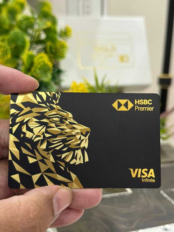 High-end HSBC Lion metal card featuring sophisticated corporate lion design