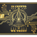 In Crypto We Trust metal card by Gold Wraps, stainless steel with pyramid crypto design
