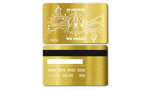 Luxury In Crypto We Trust metal card with sleek metal card finish and elite global crypto appeal