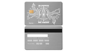 High-end In Crypto We Trust metal card with luxury metal card detailing for elite global cryptocurrency collectors