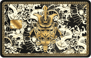 Japanese Samurai metal card by Gold Wraps, stainless steel with samurai warrior design