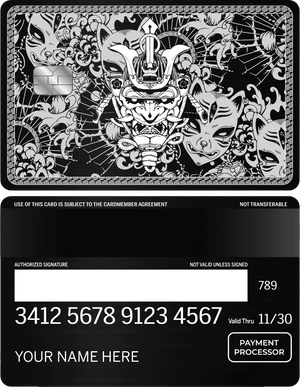 Exclusive Japanese Samurai metal card with high-end detailed craftsmanship