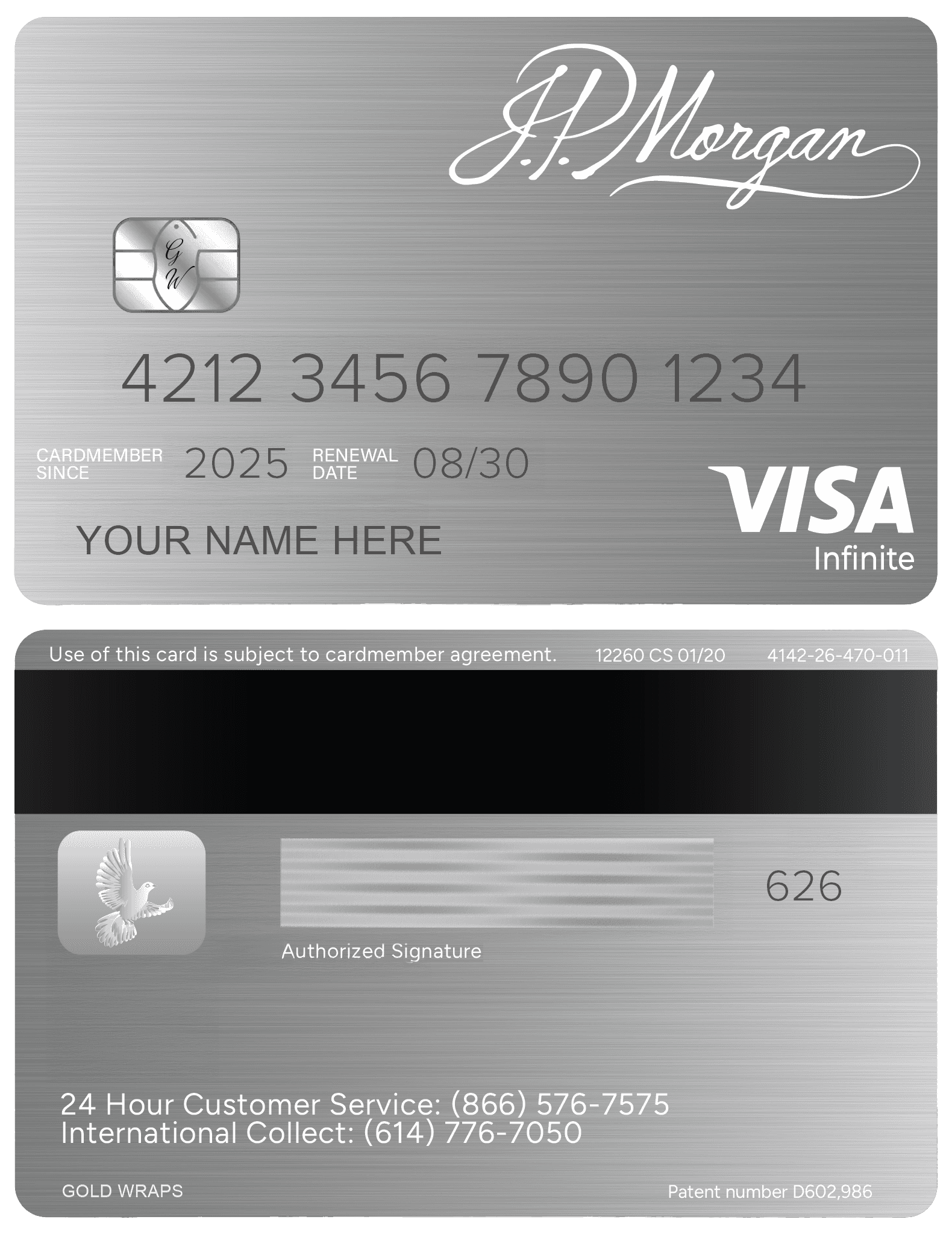 Elegant JP Morgan Reserve metal card with luxury corporate styling