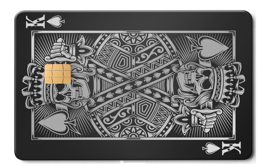Exclusive King of Spades metal cards with intricate artwork, premium custom metal cards for international buyers