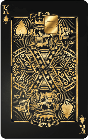 King of Spades vertical metal card by Gold Wraps, premium stainless steel playing card design
