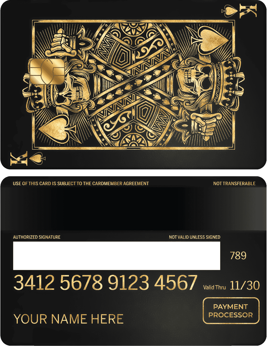 Premium King of Spades vertical metal card designed for high-end custom metal cards