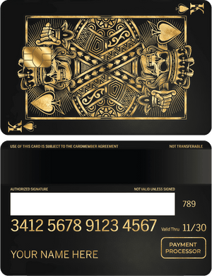 Premium King of Spades vertical metal card designed for high-end custom metal cards