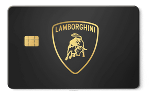 Lamborghini metal card by Gold Wraps, premium stainless steel supercar design