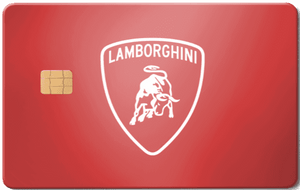 High-end Lamborghini metal card designed for premium international car enthusiasts, Red metal card with Lamborghini logo and EMV chip