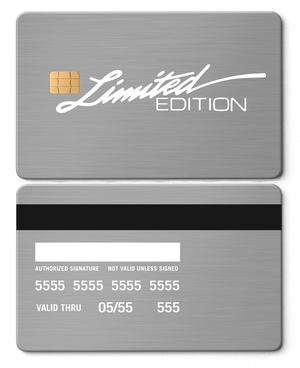 Premium Limited Edition metal cards with detailed engraved design, luxury metal cards for collectors worldwide
