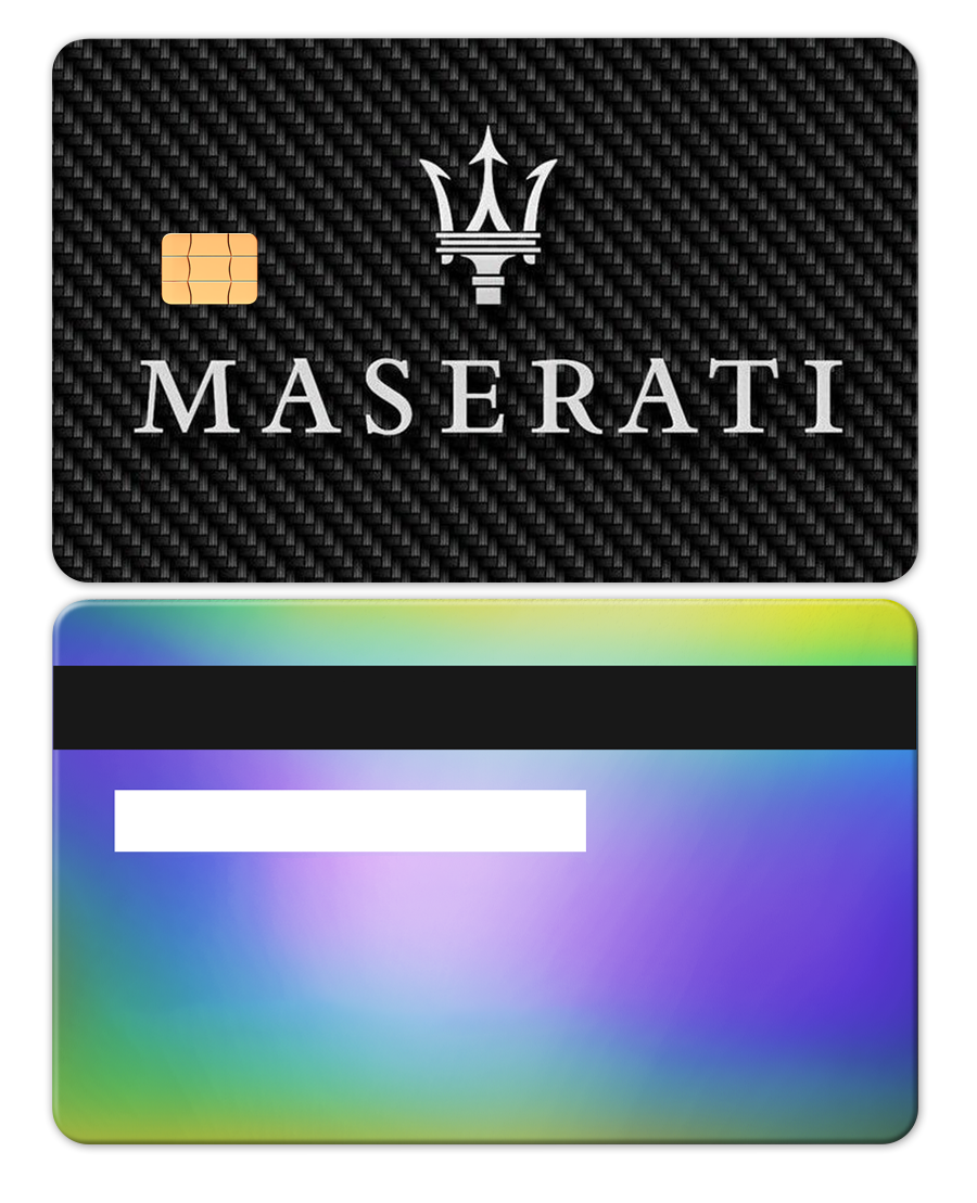Premium Maserati metal card with detailed engraved design, luxury metal card for collectors worldwide