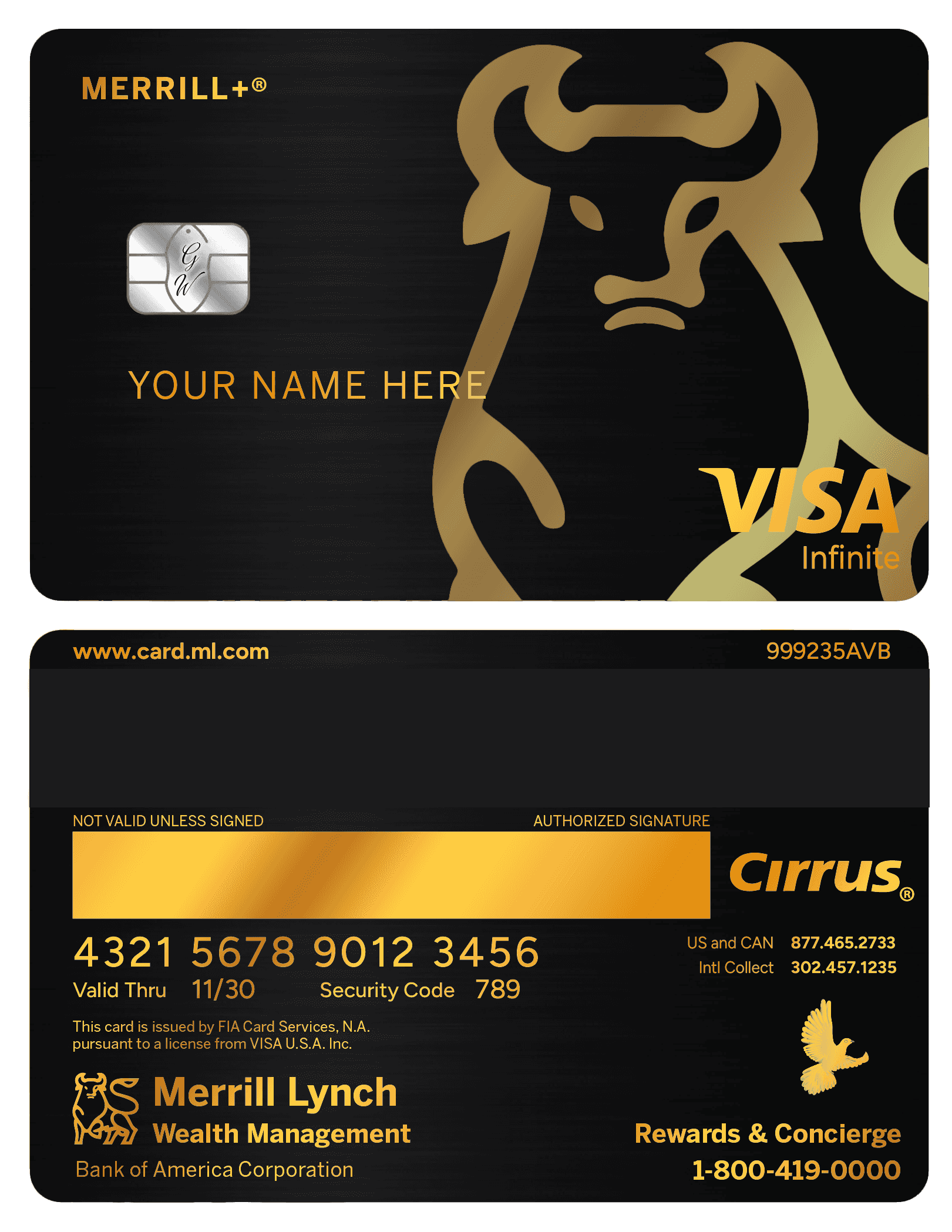 Exclusive Merrill+ metal card designed for premium banking and finance clients