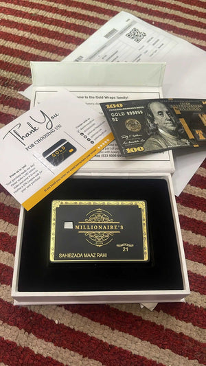 Exclusive Millionaires Club metal card featuring sophisticated luxury styling