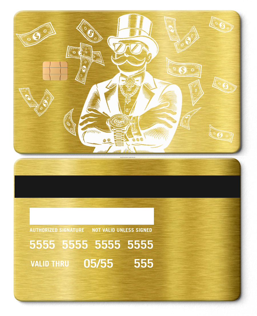 Exclusive limited edition Monopoly Boss metal cards with unique engraving, high-end custom metal cards worldwide