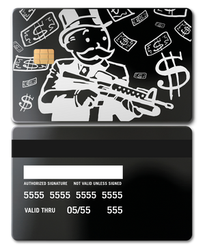 Monopoly Man metal cards with intricate engraved artwork, premium custom metal cards for international collectors