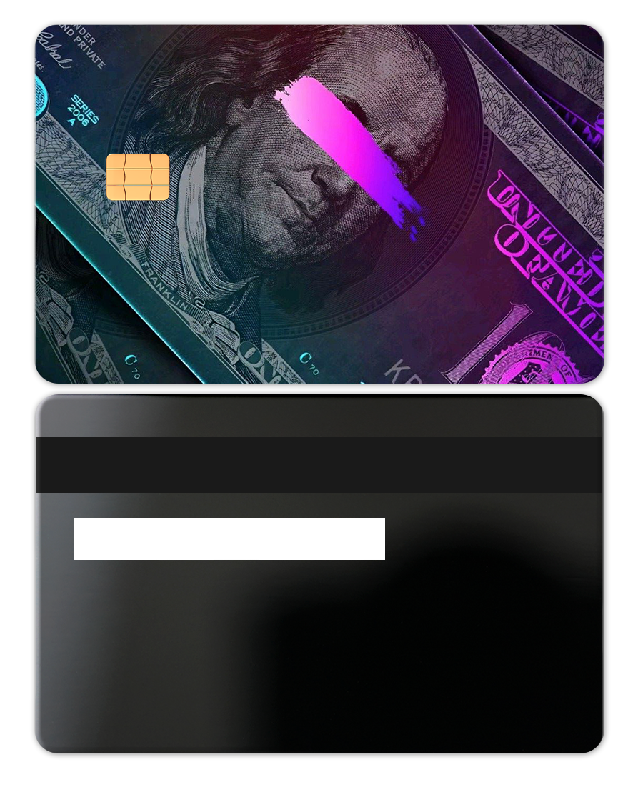 Luxury edition Neon Franklin metal card with detailed engraving, high-quality metal card for collectors