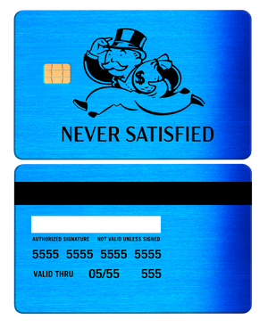 Elite Never Satisfied metal card with meticulous finishing, premium custom metal card for international buyers