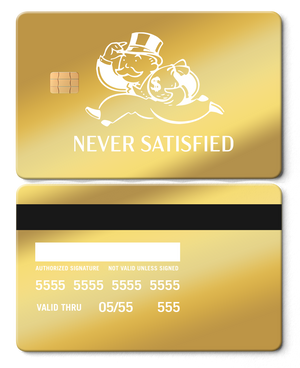 Exclusive limited edition Never Satisfied metal card with unique engraving, high-end custom metal card worldwide