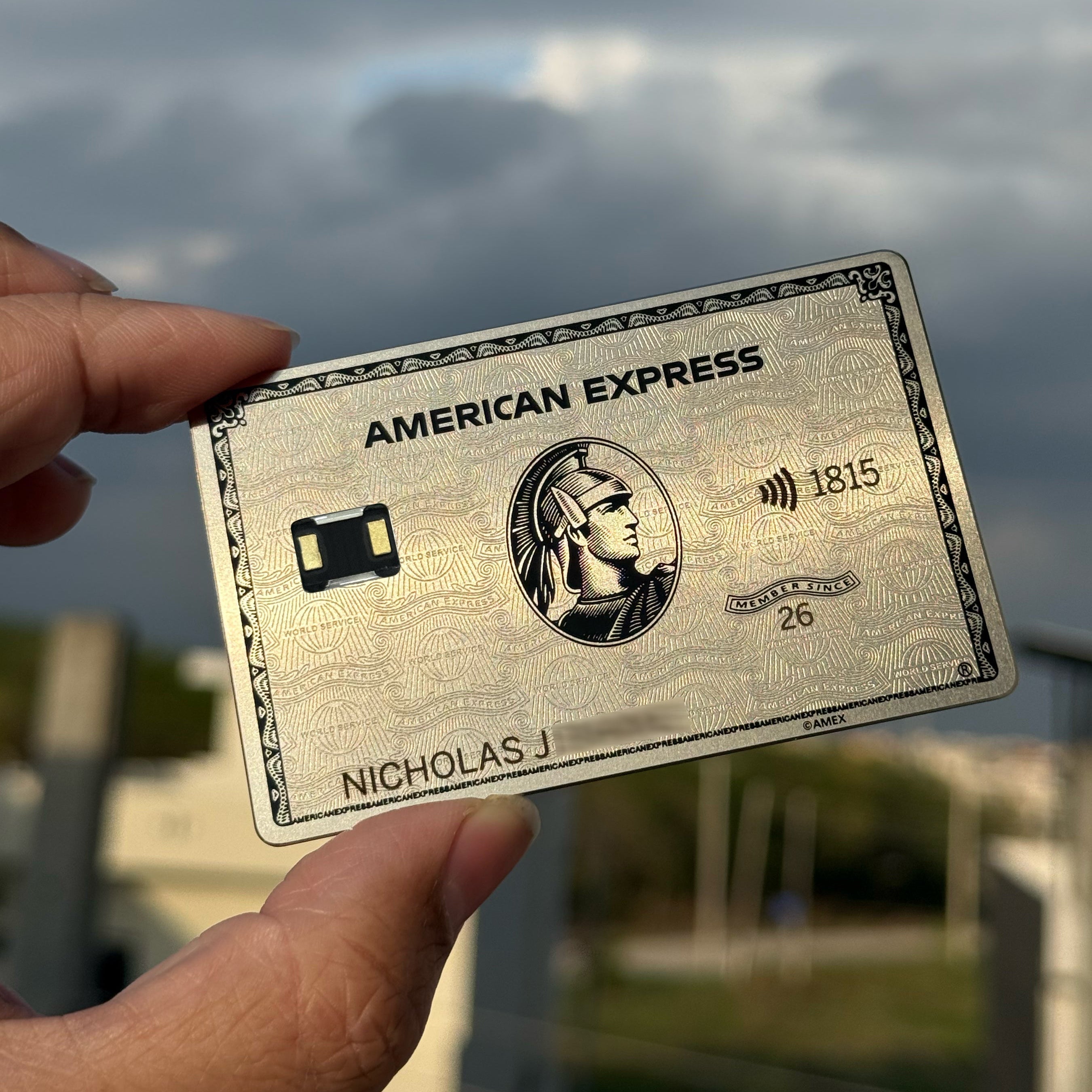 Platinum AMEX metal card by Gold Wraps, premium silver stainless steel luxury card