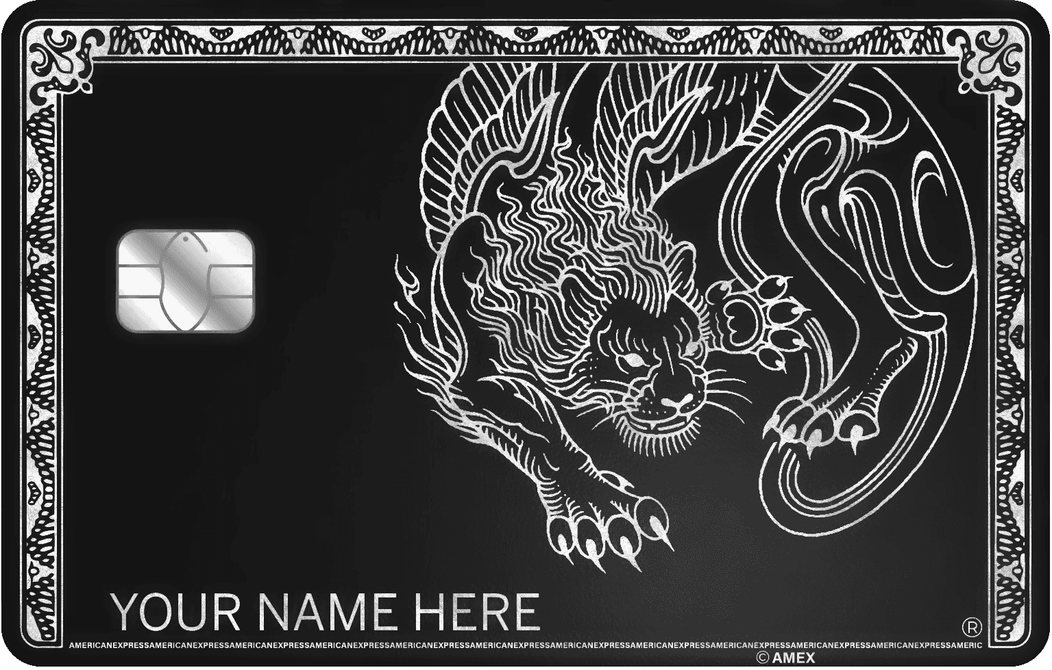 Panther metal card by Gold Wraps, premium stainless steel with panther design