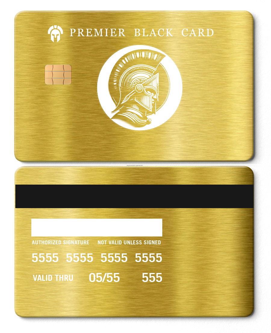 Collector showcase of Premier Black metal card, high-end luxury custom metal card worldwide