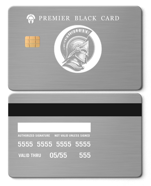 Custom engraved Premier Black metal card with intricate design, premium metal card for international collectors