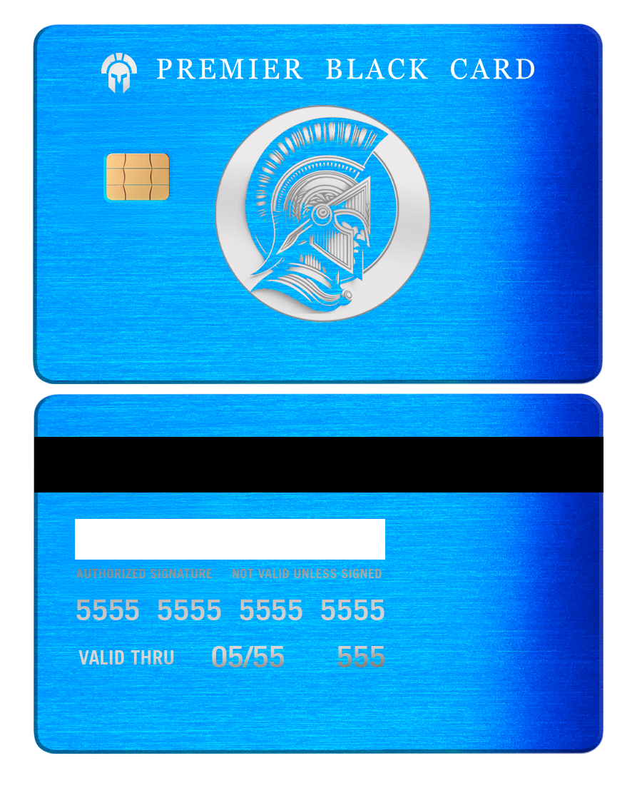 Luxury edition Premier Black metal card with detailed engraving, high-quality metal card for collectors