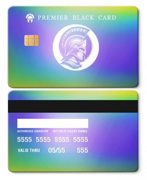 Premium Premier Black metal card with detailed engraved design, luxury metal card for collectors worldwide
