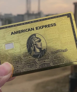 Video reel showcasing 24K Gold American Express metal card with premium craftsmanship, luxurious gold finish, and elite international appeal