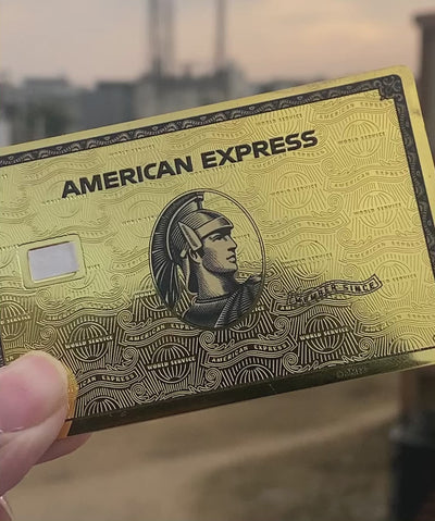 Video reel showcasing 24K Gold American Express metal card with premium craftsmanship, luxurious gold finish, and elite international appeal