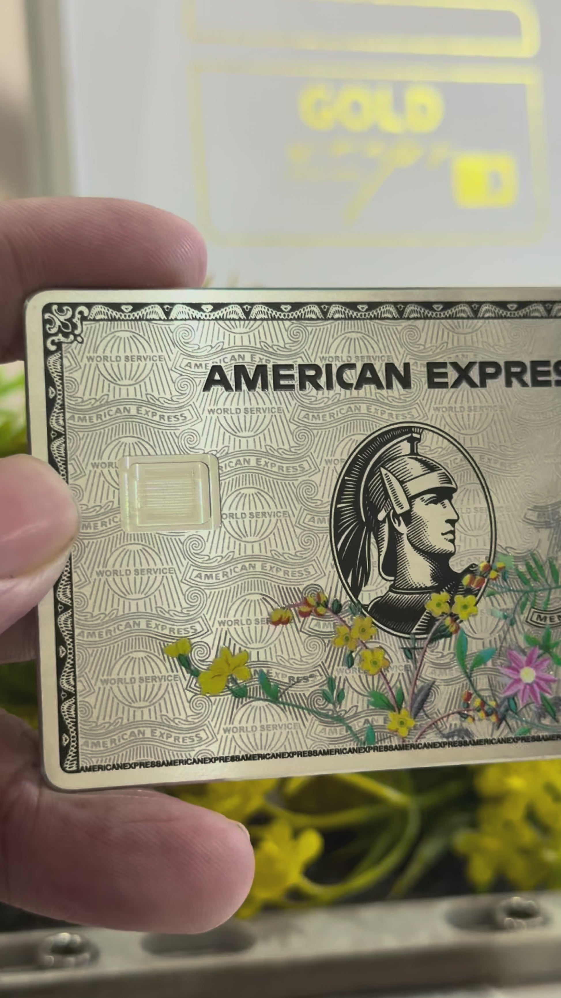 High-end Flowers Platinum American Express metal card designed for premium global banking and executive clients