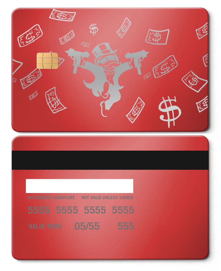 Raining Monopoly metal card with intricate engraved artwork, premium custom metal card for international collectors