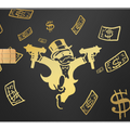 Raining Monopoly metal card by Gold Wraps, stainless steel with Monopoly Man design