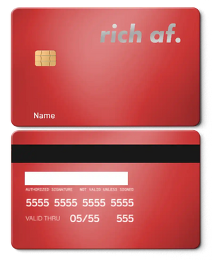 Luxury edition Rich AF metal card with detailed engraving, high-quality metal card for collectors