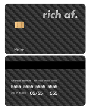 Luxury Rich AF metal card featuring intricate engraving, elite custom metal card for global markets