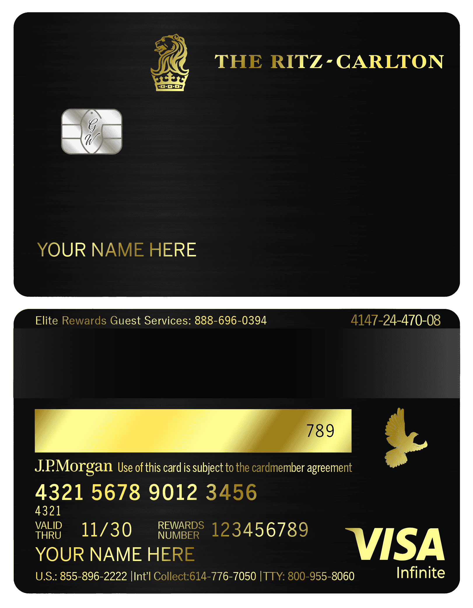 Exclusive Ritz-Carlton metal card designed for premium hospitality clients