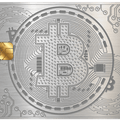 Silver Bitcoin metal card by Gold Wraps, premium silver stainless steel crypto card