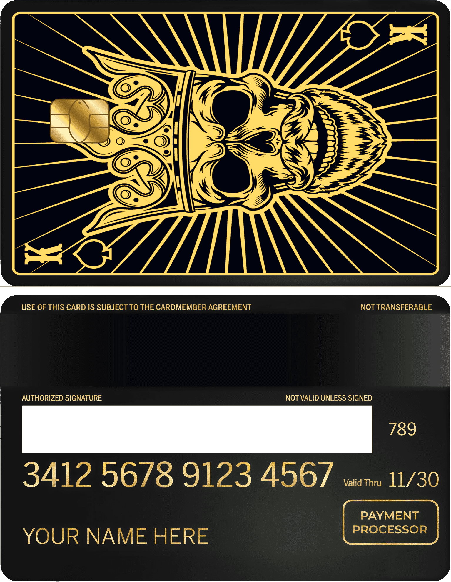 Premium Skull King vertical metal card designed for elite custom metal card collectors