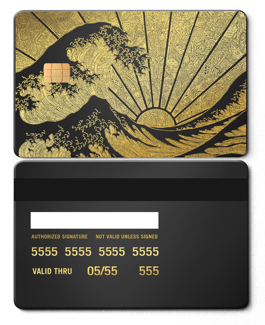 Exclusive The Great Wave metal card with sophisticated engraved artwork, premium custom metal card worldwide