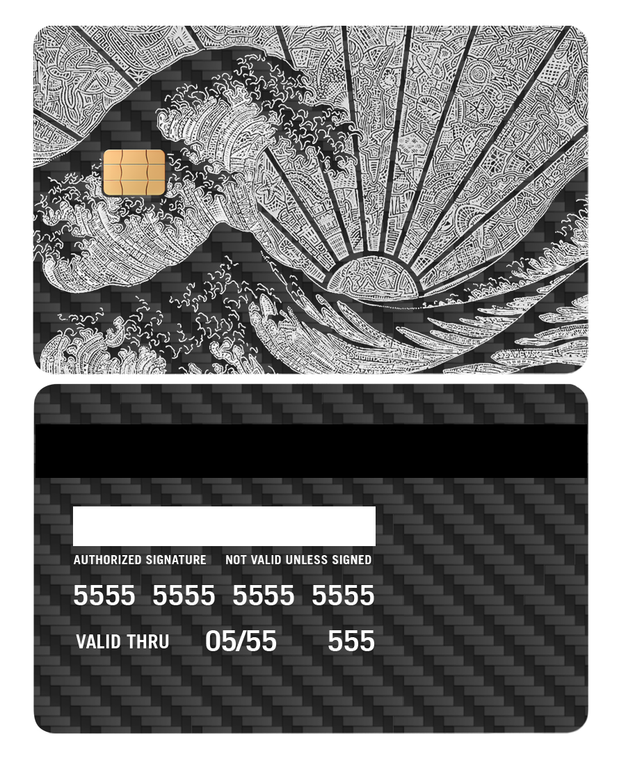 High-end personalized The Great Wave metal card with precision engraving, luxury metal card for collectors