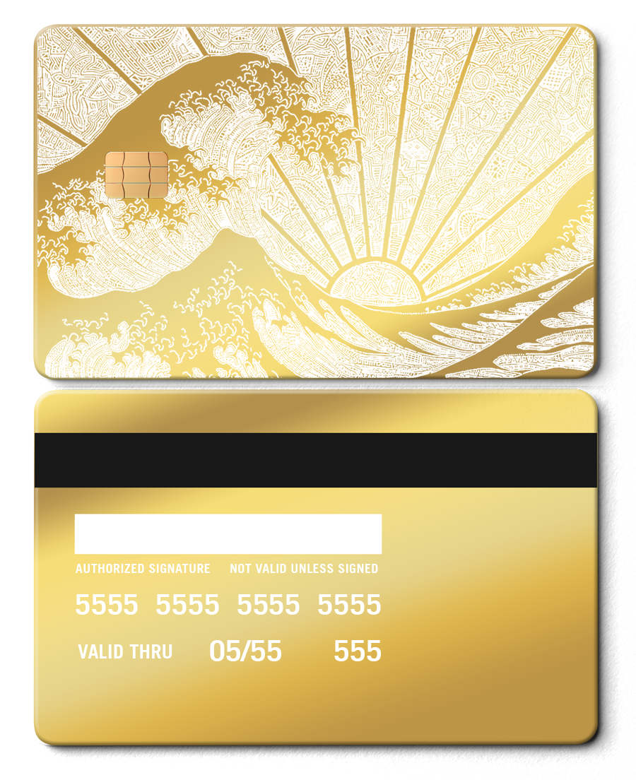 Luxury edition The Great Wave metal card with detailed engraving, high-quality metal card for collectors