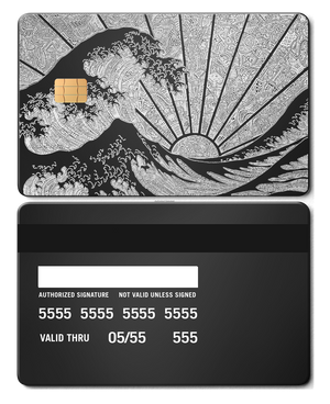 Luxury The Great Wave metal card featuring intricate engraving, elite custom metal card for global markets
