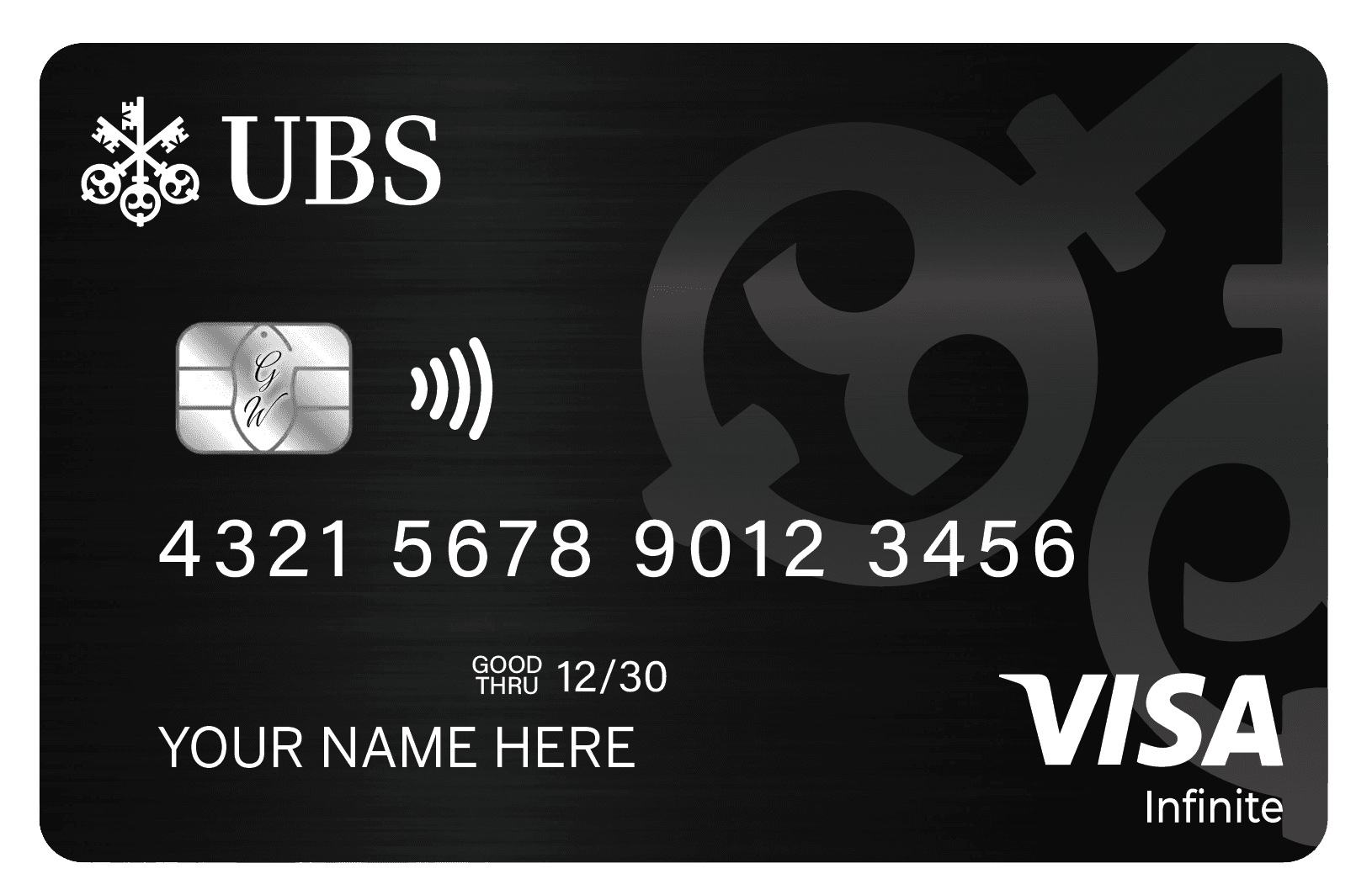 UBS metal card by Gold Wraps, premium stainless steel Swiss banking card