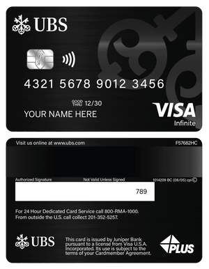 Luxury UBS metal card with sophisticated corporate styling