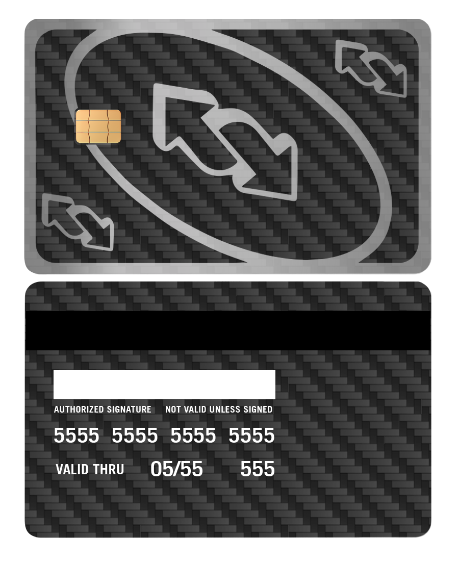 High-end personalized UNO Reverse metal card with precision engraving, luxury metal card for collectors